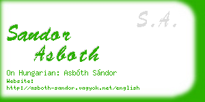 sandor asboth business card
