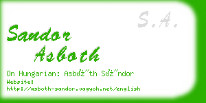 sandor asboth business card